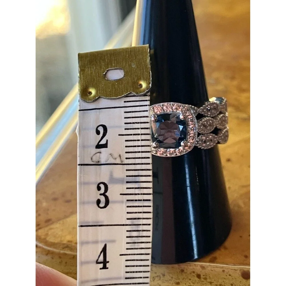 Natural London Blue Topaz Sterling Silver Ring Set Size 9